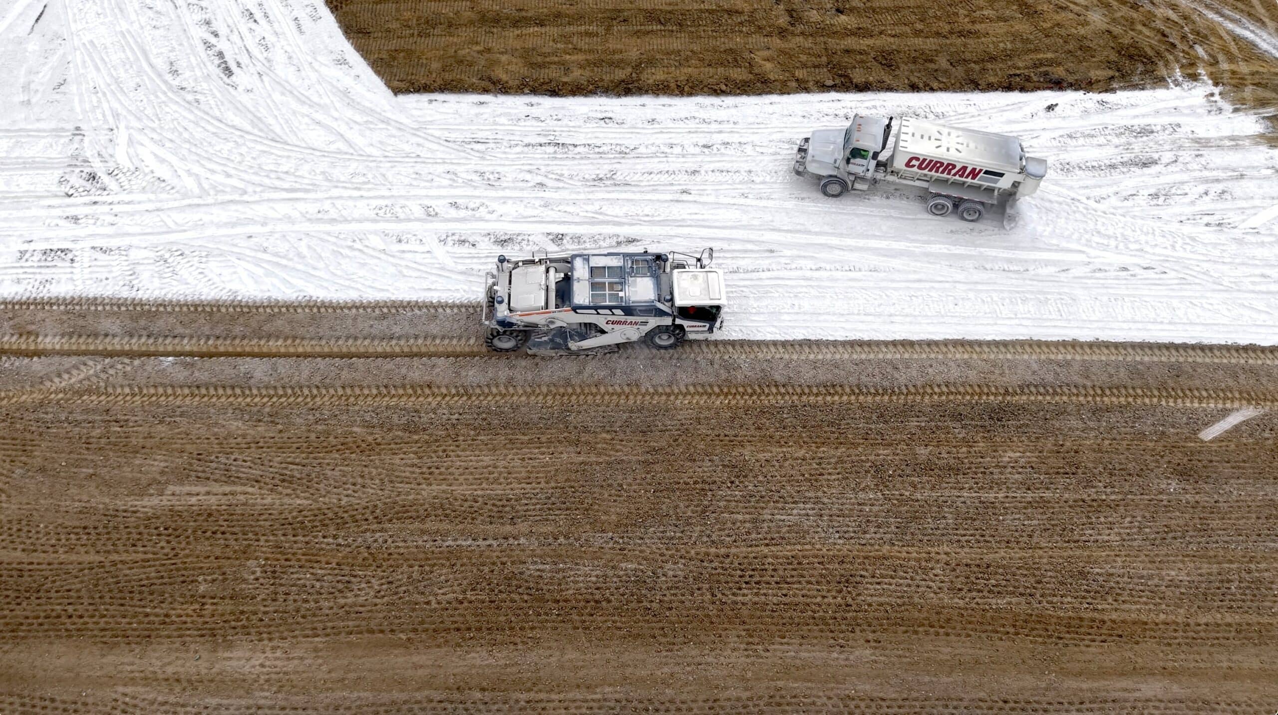 aerial shot of tiller and spreader